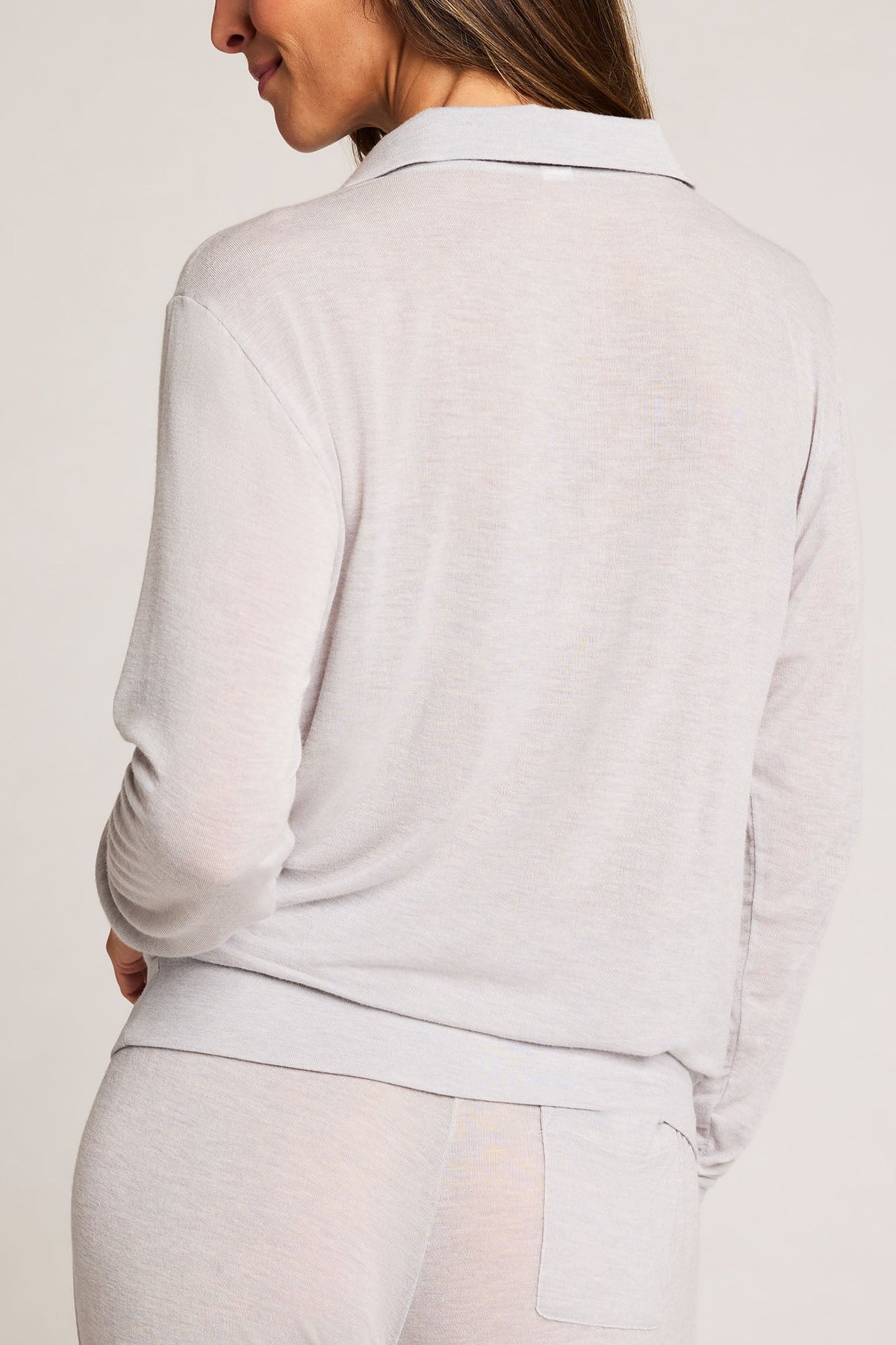 Fino Featherweight Cashmere Polo in Heather Grey
