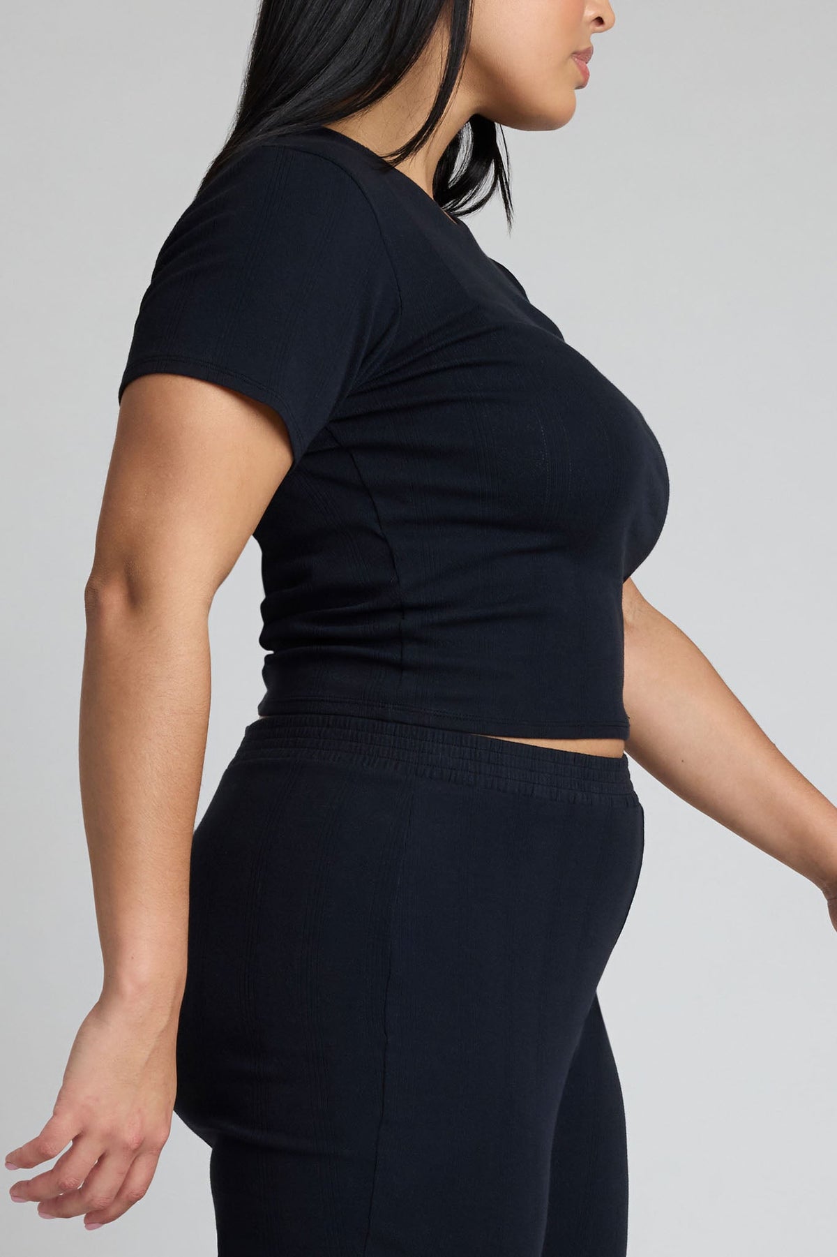Pointelle Baby Tee in Black