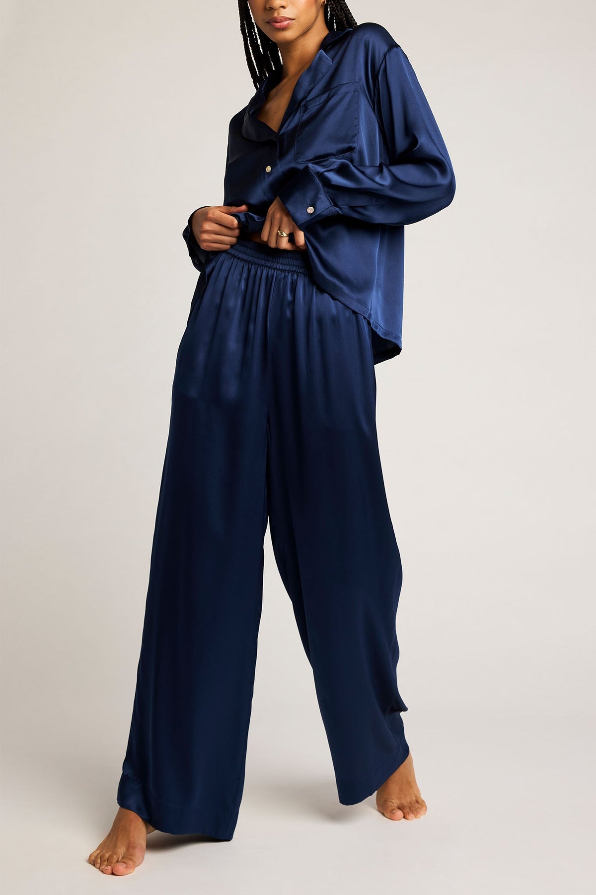 Eclipse Washable Silk Shirt in Navy